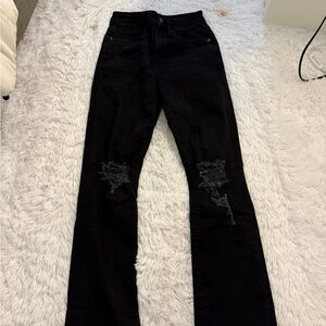 Forever 21 Black Boot Cut Distressed Jeans